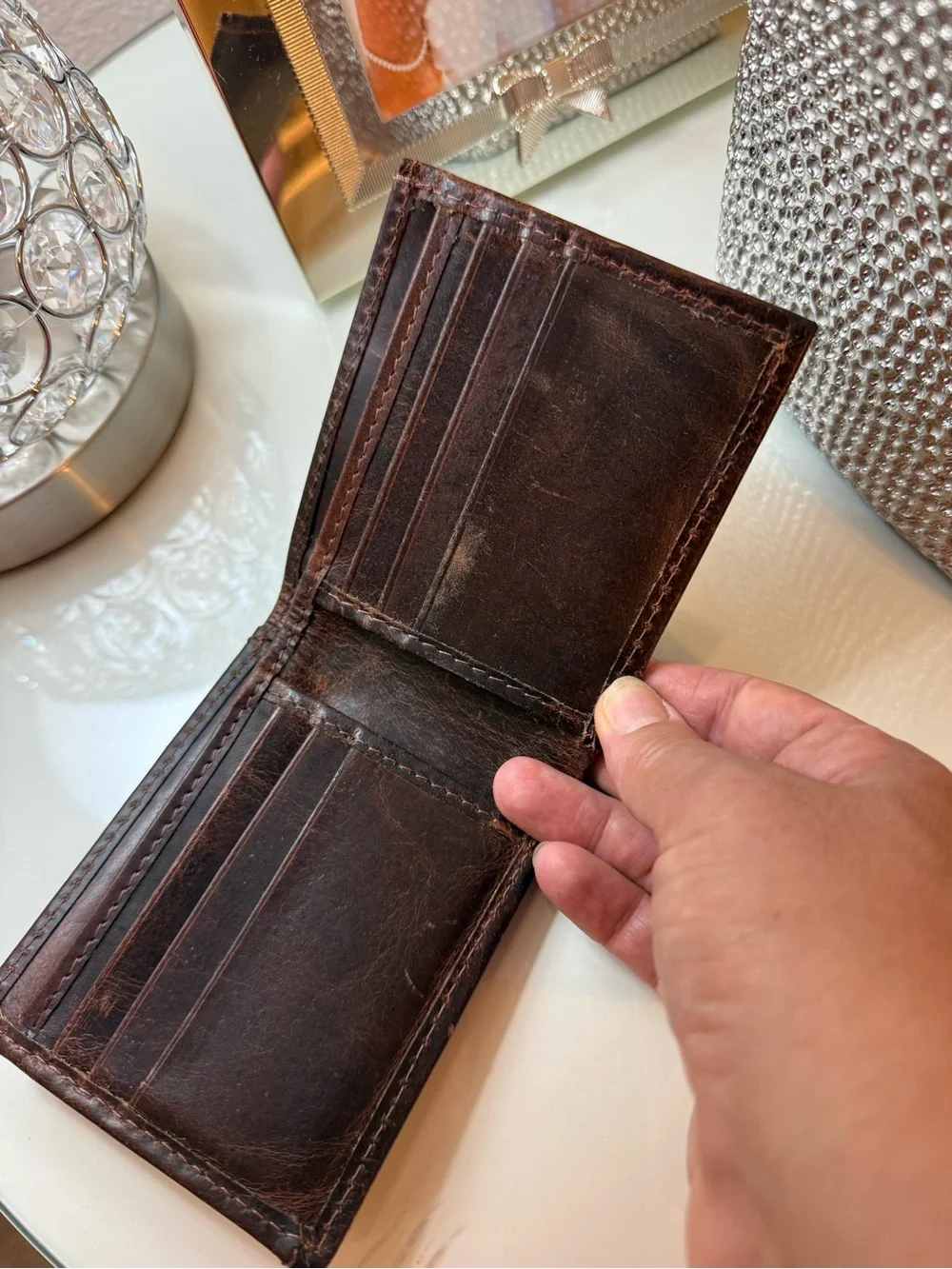 Vintage-Inspired Brown Tooled Leather Men's Wallet with Star Concho